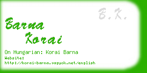 barna korai business card